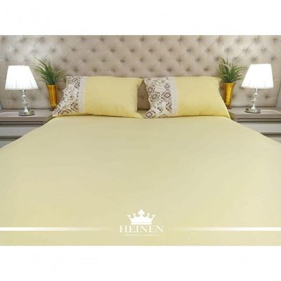 Jogo De Cama Casal 3 Pçs Em Malha 100% Algodão Amarelo