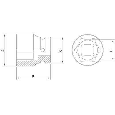 Soquete Impacto Sextavado Aço Cromo Molibdênio 1.1/8'' - Encaixe 1/2'' Tramontina Pro Tramontina
