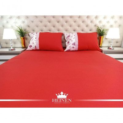 Jogo De Cama Casal 3 Pçs Em Malha 100% Algodão Vermelho