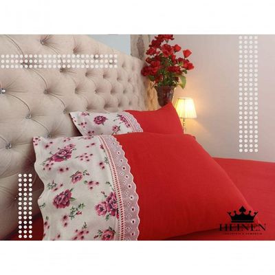 Jogo De Cama Casal 3 Pçs Em Malha 100% Algodão Vermelho