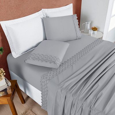 Jogo Cama King Cherry Bordado Inglês 4 Pçs Graf