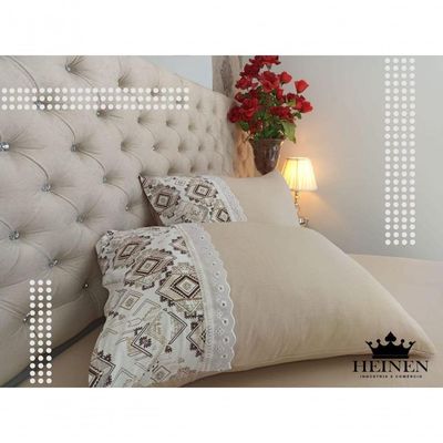 Jogo De Cama Casal 3 Pçs Em Malha 100% Algodão Bege