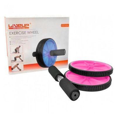 Roda Para Exercício Abdominal Lombar Exercise Wheel Rosa - Liveup