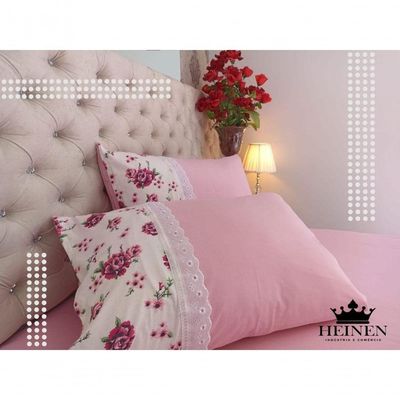 Jogo De Cama Solteiro 2 Pçs Em Malha 100% Algodão Rosa