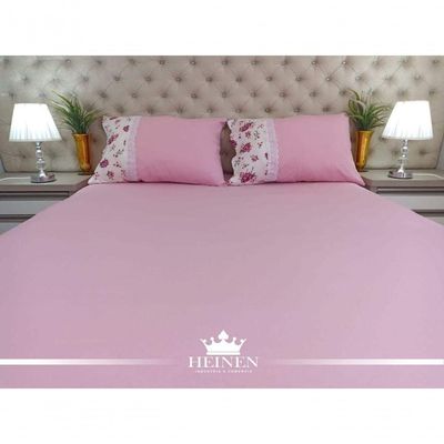 Jogo De Cama Casal 3 Pçs Em Malha 100% Algodão Rosa