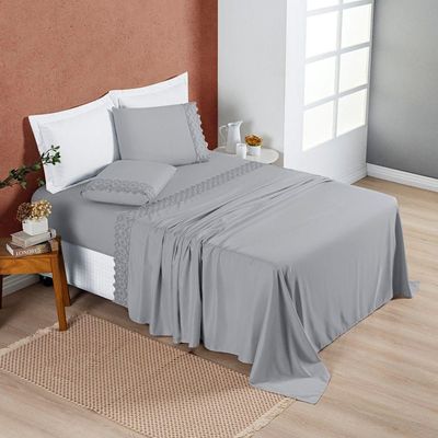 Jogo Cama Casal Cherry Bordado Inglês 4 Pçs Graf