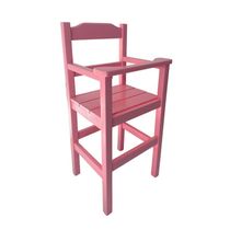 Cadeira Papinha Para Bebê Com Trava Fixa Em Madeira Maciça - Rosa - Rosa