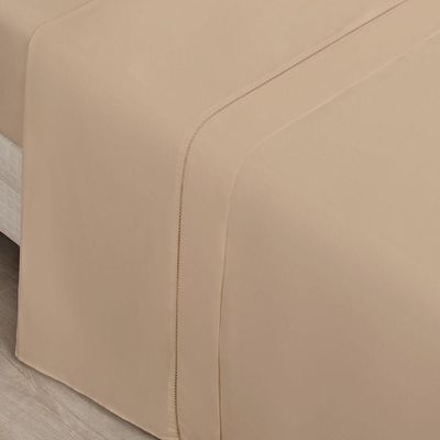 Jogo Cama Lençol Home Basic Solteiro 180 Fios C/ Ponto Palito 3 Peças - Cáqui