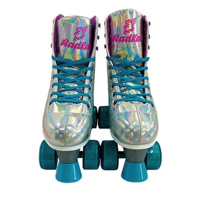 Patins Shine Com 4 Rodas Lilás Platinado Brilhante Tamanho 31 Ao 34 Ajustável - Fenix