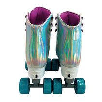 Patins Shine Com 4 Rodas Lilás Platinado Brilhante Tamanho 31 Ao 34 Ajustável - Fenix