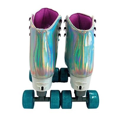 Patins Shine Com 4 Rodas Lilás Platinado Brilhante Tamanho 31 Ao 34 Ajustável - Fenix