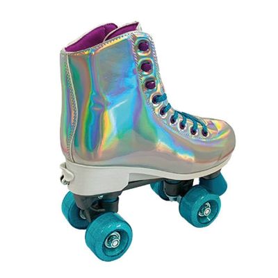 Patins Shine Com 4 Rodas Lilás Platinado Brilhante Tamanho 31 Ao 34 Ajustável - Fenix