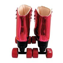 Patins Shine Com 4 Rodas Rosa Platinado Brilhante Tamanho 31 Ao 34 Ajustável - Fenix