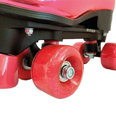 Patins Shine Com 4 Rodas Rosa Platinado Brilhante Tamanho 31 Ao 34 Ajustável - Fenix