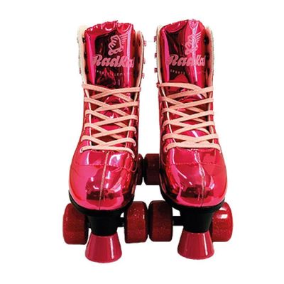 Patins Shine Com 4 Rodas Rosa Platinado Brilhante Tamanho 31 Ao 34 Ajustável - Fenix