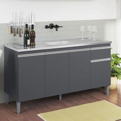 Balcão De Pia Tatiane 145 Cm Cinza Fosco - Ajl