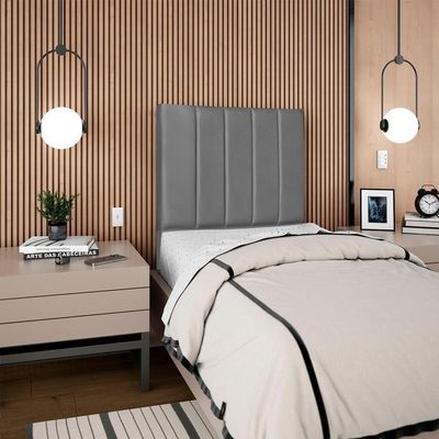 Cabeceira Solteiro 90cm Allia Corano Cinza Rm Cinza