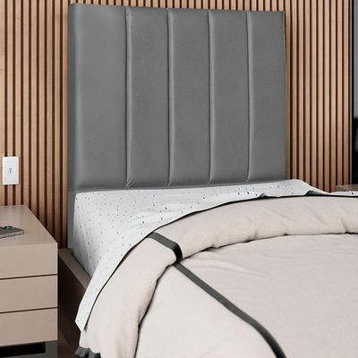 Cabeceira Solteiro 90cm Allia Corano Cinza Rm Cinza