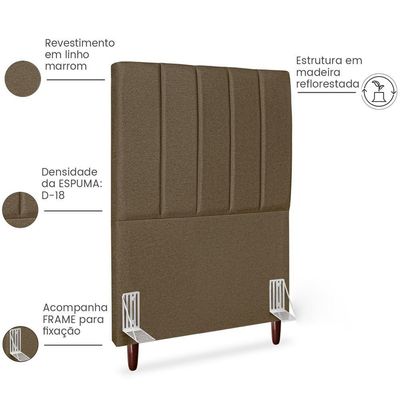 Cabeceira Solteiro 90cm Arlla Linho Marrom Rm Marrom
