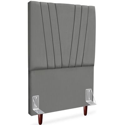 Cabeceira Solteiro 90cm Bell Suede Cinza Rm Cinza