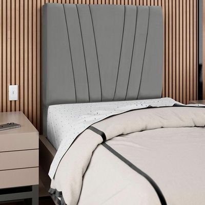 Cabeceira Solteiro 90cm Bell Suede Cinza Rm Cinza