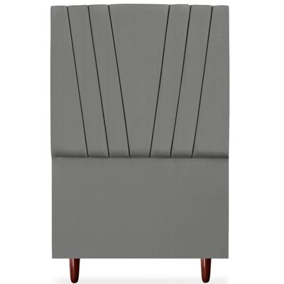 Cabeceira Solteiro 90cm Bell Suede Cinza Rm Cinza