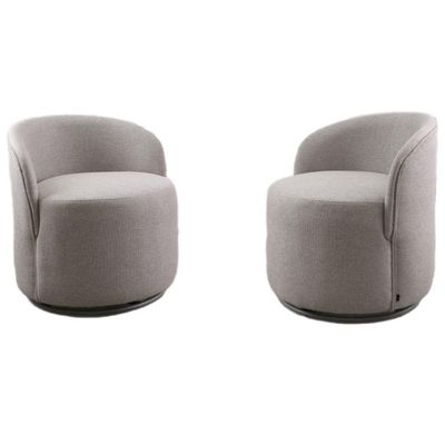 Conjunto Poltronas Decorativas Astrid Columbia Marrom Com Base Giratória
