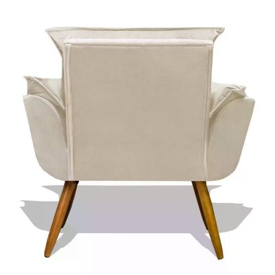 Kit Poltrona Decorativa Opala Com Puff Redondo - Bege Bege