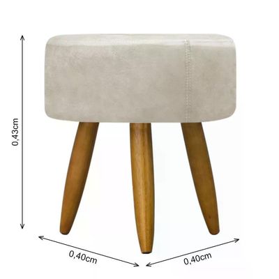 Kit Poltrona Decorativa Opala Com Puff Redondo - Bege Bege