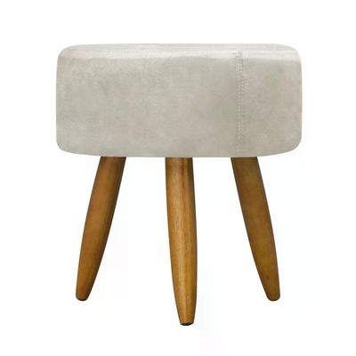 Kit Poltrona Decorativa Opala Com Puff Redondo - Bege Bege