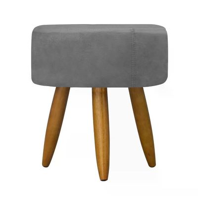 Kit Poltrona Decorativa Opala Com Puff Redondo - Cinza Cinza