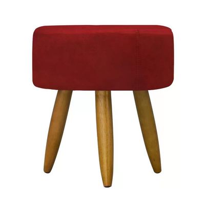 Kit Poltrona Decorativa Opala C/Puff Redondo Vermelho