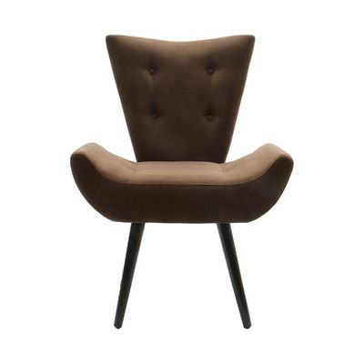 Poltrona Decorativa Emilia Pé Palito Em Suede - Marrom - Cor: Marrom