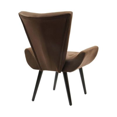 Poltrona Decorativa Emilia Pé Palito Em Suede - Marrom - Cor: Marrom