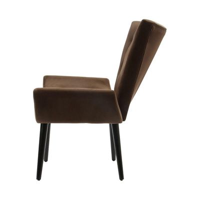 Poltrona Decorativa Emilia Pé Palito Em Suede - Marrom - Cor: Marrom