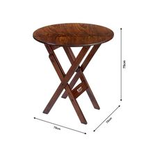 Mesa Redonda 70cm Dobrável Em Madeira Maciça - Imbuia - Bege