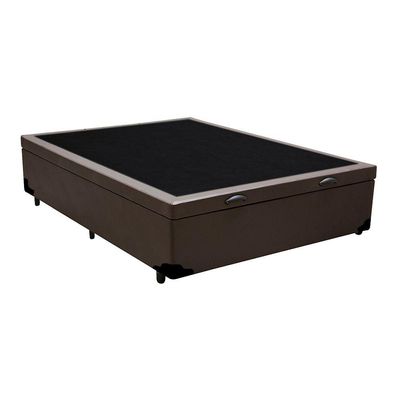 Cama Box Baú Blindado Casal Extremo Reforçado Homequeen Sintético Marrom 41x138x188