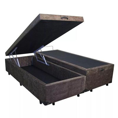 Cama Box Baú Casal Bipartido Homequeen Suede Marrom 41x138x188