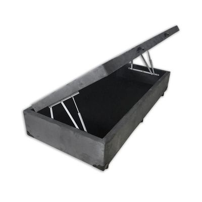 Cama Box Baú Blindado Solteirão Homequeen Suede Cinza 41x96x203