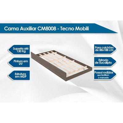 Cama Auxiliar Infantil CM8008 Branco - Tecno Mobili