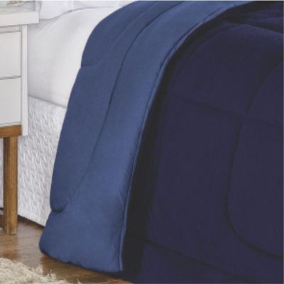 Edredom Coberdrom Queem Malha Algodão E Manta Flannel - Azul