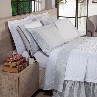 Jogo De Cama King 04 Peças 400 Fios Cor Branco