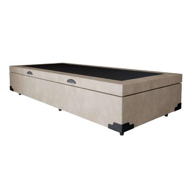 Cama Box Baú Solteiro Extremo Reforçado Homequeen Suede Bege 41x88x188