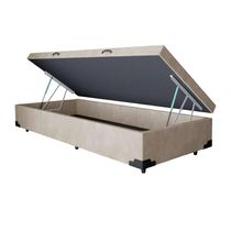 Cama Box Baú Solteiro Extremo Reforçado Homequeen Suede Bege 41x88x188
