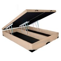 Cama Box Baú Queen Bipartido Homequeen Corino Bege 41x158x198