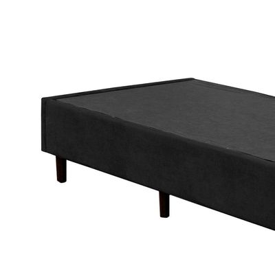 Base Box Blindado Solteirão Homequeen Suede Preto 40x96x203