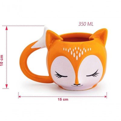 Caneca 3d Raposa Cerâmica 350ml Broglio Laranja