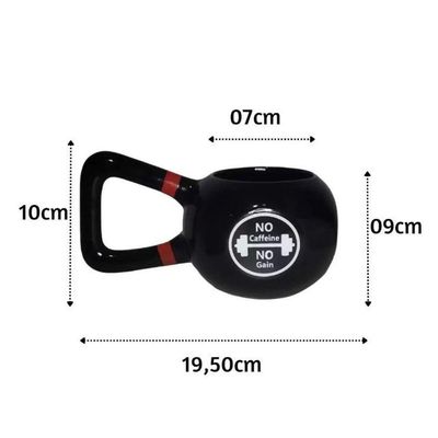 Caneca 3d Kettlebell Peso Academia Cerâmica 500ml Broglio Preta