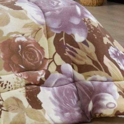 Edredom Coberdrom Sonobom King Sherpa E Manta - Floral Cáqui