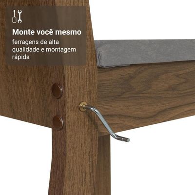 Conjunto Sala De Jantar Mesa Tampo De Madeira 4 Cadeiras Rustic Silver Luana Madesa